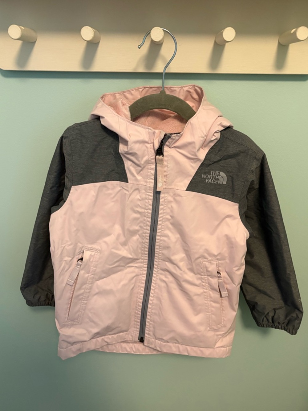 The North Face Pink and Gray Toddler Hooded Jacket